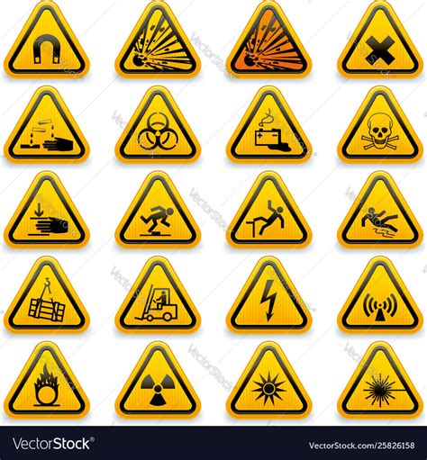 Set Of Sign Hazard Safety Symbols Stock Vector By Coolvectormaker