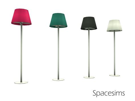 Four Different Colored Floor Lamps With The Same Shade