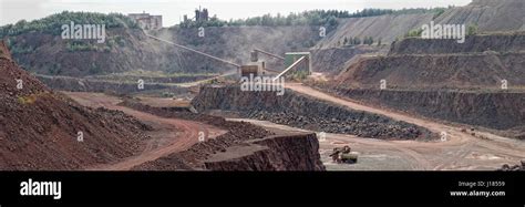 View Into A Quarry Mine Of Porphyry Rock Stonecrusher And Conveyor