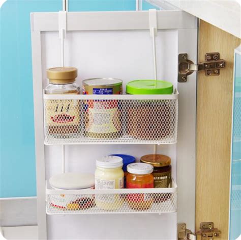 Seamless Hanging Basket Kitchen Cabinet Door After Storage Rack Spice