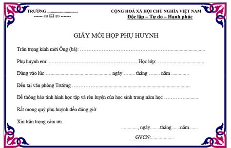 6 Mẫu giấy mời họp phụ huynh đẹp trang trọng nhất META vn