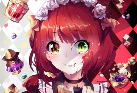 Free Download Hd Wallpaper Anime Girl Bicolored Eyes Yandere