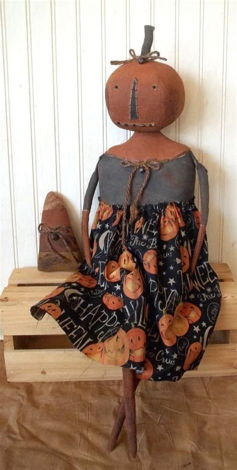 Folk Art Style Halloween Pumpkin Doll Halloween Doll Fall Halloween