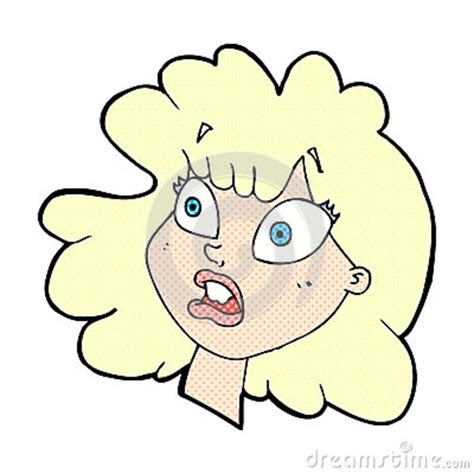 Comic Cartoon Shocked Female Face Stock Illustration Illustration Of