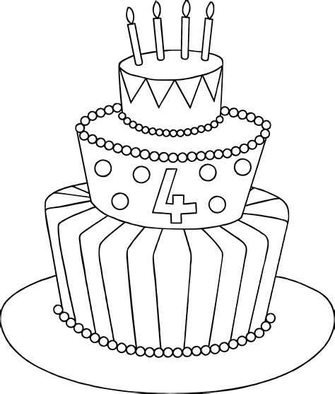 Easy Simple Birthday Cake Drawing Clip Art Library