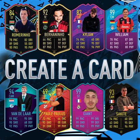 Create an amazing fut card with yourself on it. custom Fifa card maker, tots, totw and all the best FUT designs available.