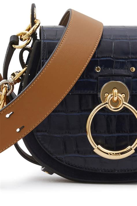 Chloé Tess Small Leather Shoulder Bag In Navy Blue Lyst