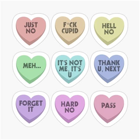 Anti Valentine Candy Hearts With An Attitude Assortment Pack Sticker By Panostsalig Valentine