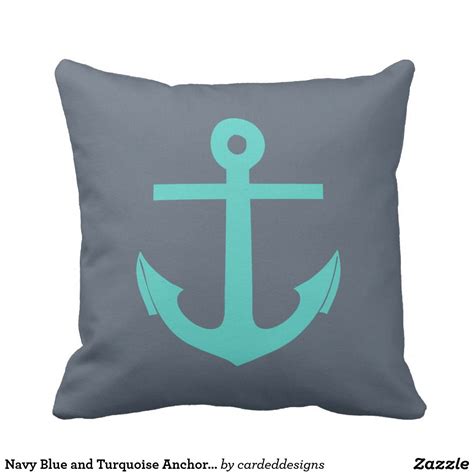 Navy blue and coral anchor nautical throw pillow | zazzle.com. Navy Blue and Turquoise Anchor Nautical Outdoor Pillow | Anchor throw pillows, Nautical throw ...