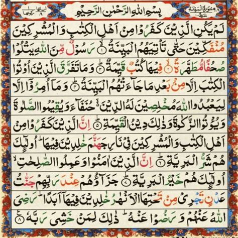 Surah Bayyinah With English Translation And Transliteration