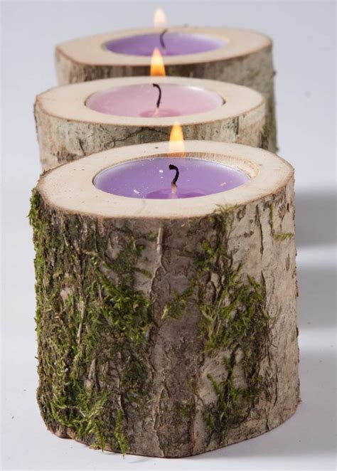 10 Rustic Candle Holders Tea Light Holder Woodland Wedding Etsy