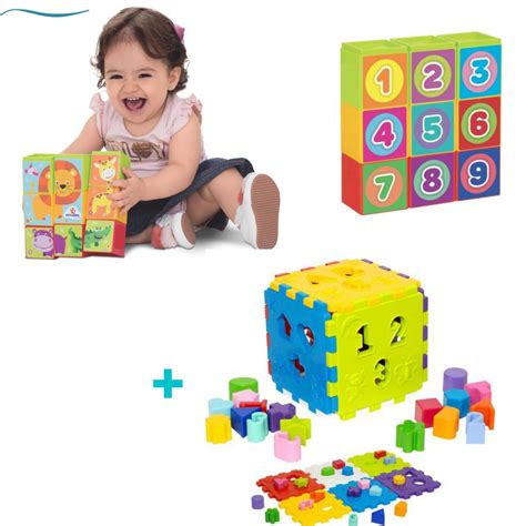 Brinquedo Educativo Cubo Didático Cubinhos 5 Em 1 Mercotoys Infantil