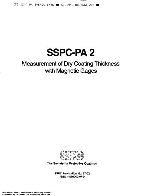 Pdf Sspc Pa 2 Measurement Of Dry Coating Thickness With Magnetic