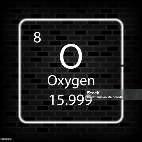 Simbol Neon Oksigen Unsur Kimia Dari Tabel Periodik Ilustrasi Vektor