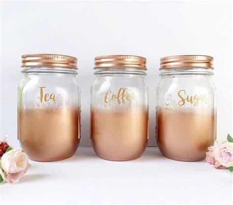 Rose Gold Tea Coffee Sugar Canister Rose Gold Home Decor Copper
