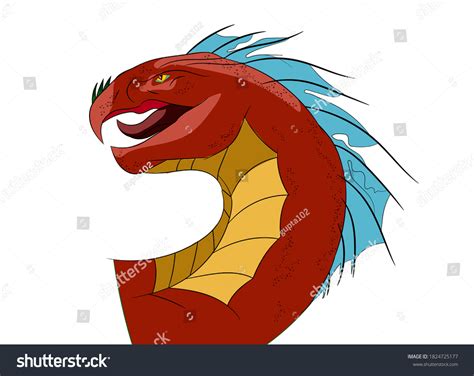 Cartoonish Red Dragon Head Illlustration Stock Illustration 1824725177