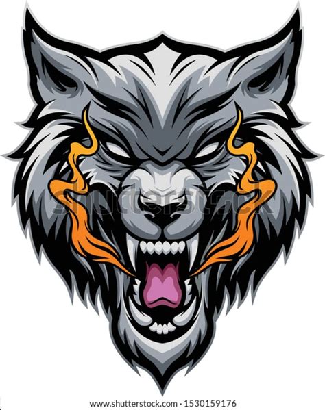 Angry Wolf Head Fire Vector Design Stock Vector Royalty Free