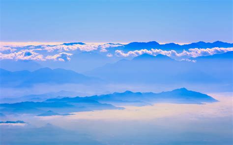Download Mountains Blue Sky Clouds Horizon Nature