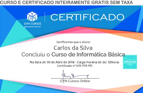 Curso De Informática Básica Grátis Online E Com Certificado Gyn Curso