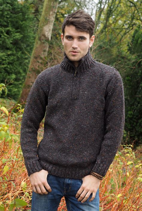 Donegal Wool Mens Half Zip Sweater Z2040 Skellig T Store