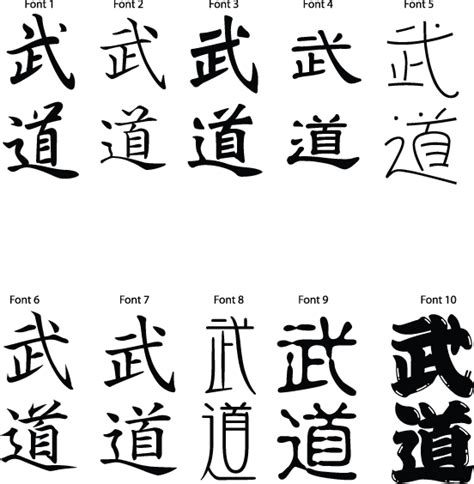 Martial Arts Kanji Symbols