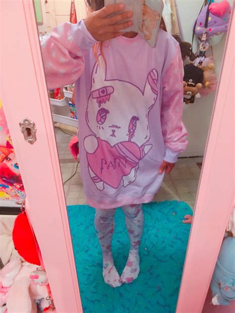 Painfully Hurt Bunny Conversation Heart Sweater Yami Kawaii Etsy