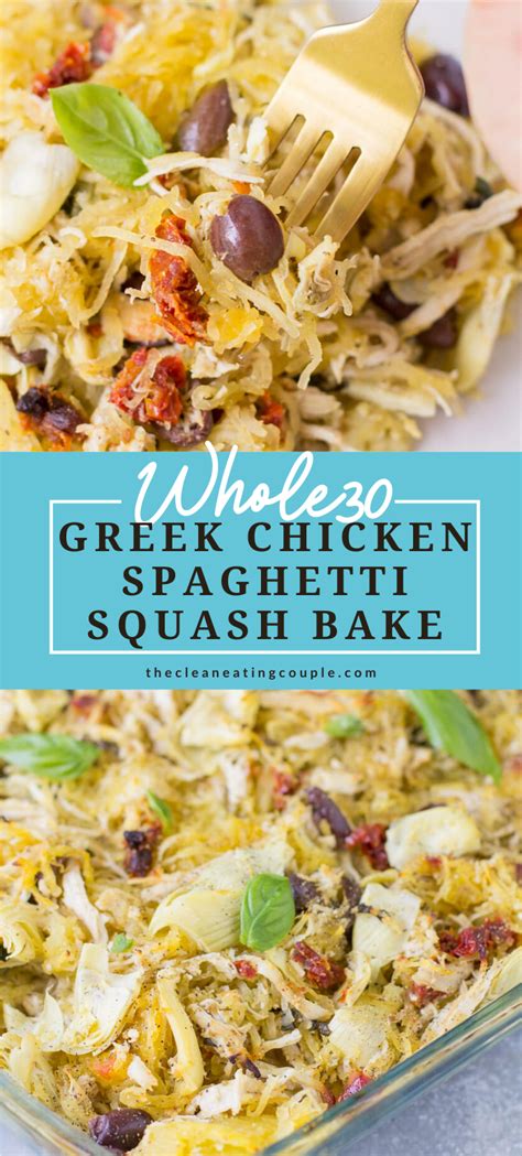 Top with mozzarella cheese (or cheese of choice) and place face up on the prepared baking sheet. Greek Chicken Spaghetti Squash Bake | Recipe | Baked ...