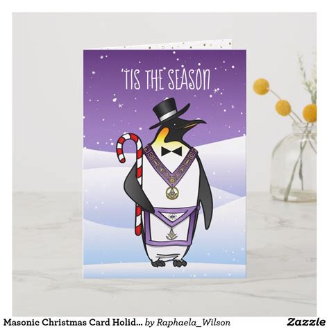 Masonic Christmas Card Holiday Penguin Grand Lodge Happy