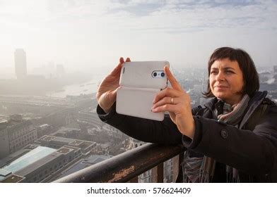 Woman Taking Selfie Rooftop St Pauls Stock Photo Shutterstock