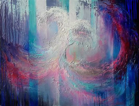 Abstract Large Painting The Fusion Of The Two Universes Oil Acrylic On