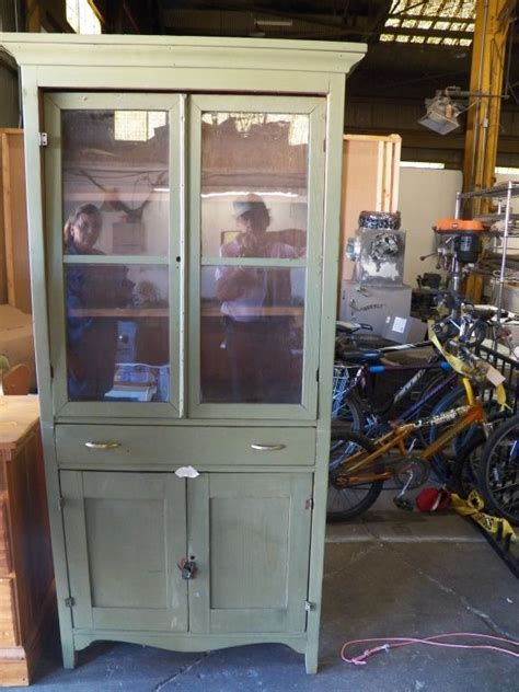 Antique bakers cabinet oak hoosier kitchen cabinet 1495 00 with. Vintage one pice Pine Kitchen Hutch (Green) Vintage ...