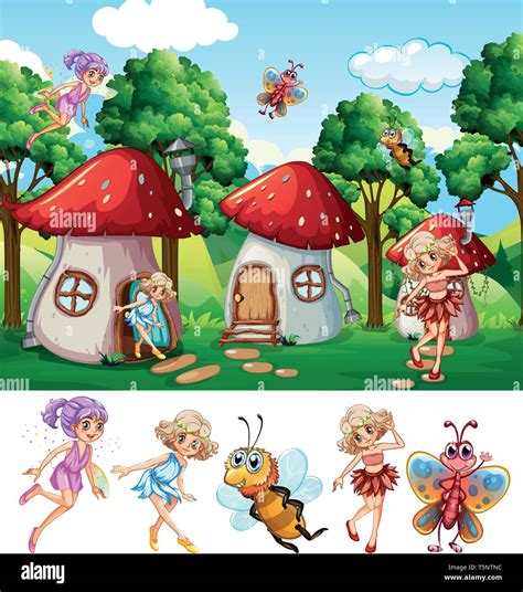 Fairies In Fantasy World Illustration Stock Vector Image And Art Alamy