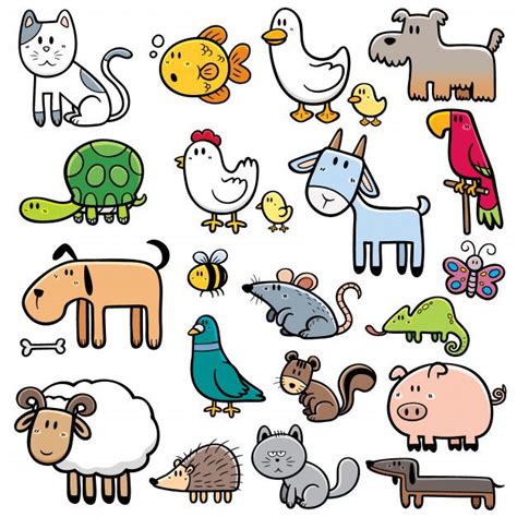 Conjunto De Animales De Dibujos Animados Vector Premium Imagenes De