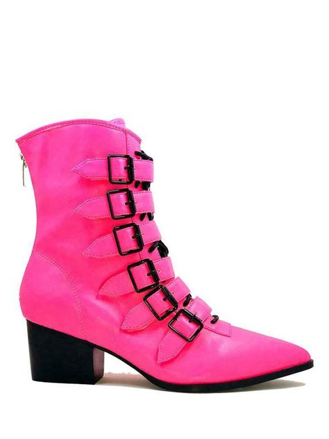 Strange Cvlt Cult Yru Coven Hot Pink Gothic Punk Witchy Granny Boots
