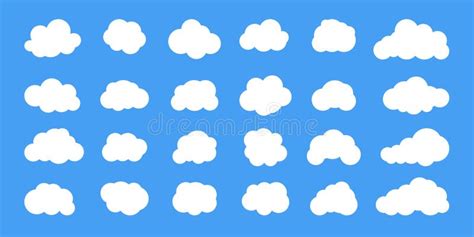 Cloud Flat Set Blue Sky Vector Weather Bubble Icon Stock Vector