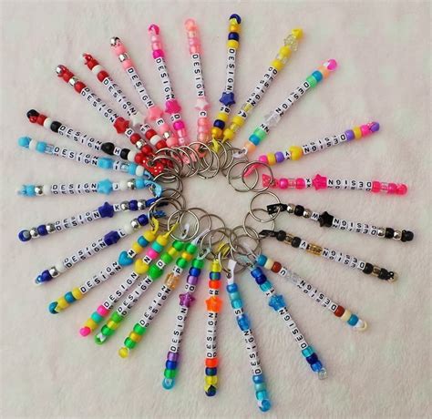Personalised Stunning Colourful Handmade Beaded Keyrings Any Name And