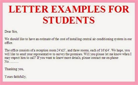 Business Letter Letter Examples For Students