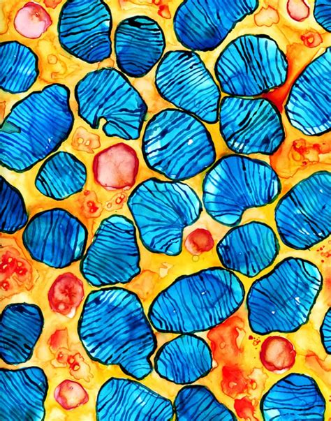 Mitochondria Histology Watercolor Print Cell Art Abstract Etsy