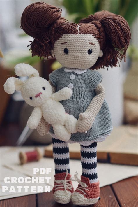 amigurumi cute doll in dress crochet and knit pdf pattern etsy amigurumi doll crochet toys