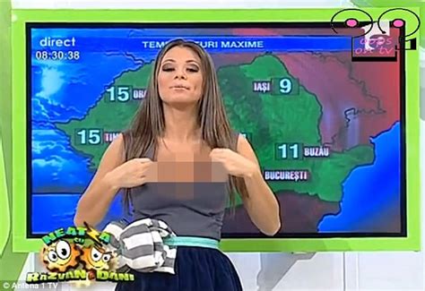Weather Presenter Roxana Vancea Accidentally Exposes Her Breasts On Live Tv Daily Mail Online