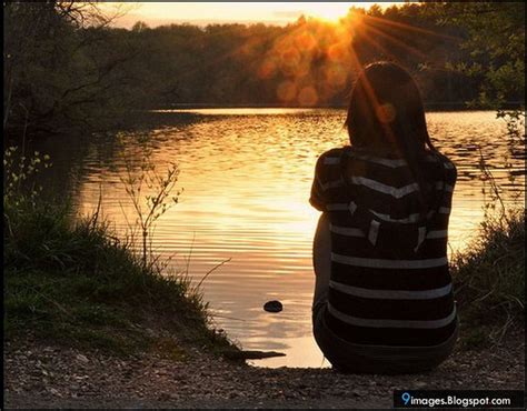 Sad Girl Hurts Adorable Cute Crying Girl Alone Lake Sunset Brunette