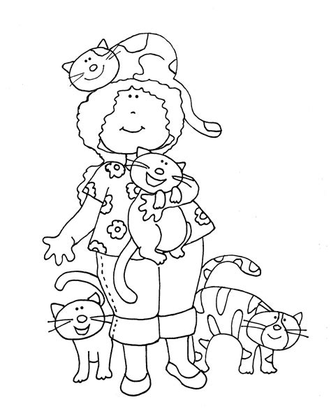 Free Dearie Dolls Digi Stamps Girl With Her Cats Color And Bw