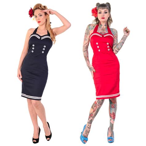 Banned New Nautical Sailor Rockabilly Vintage 50s Pinup Party Pencil Fancy Dress Dresses