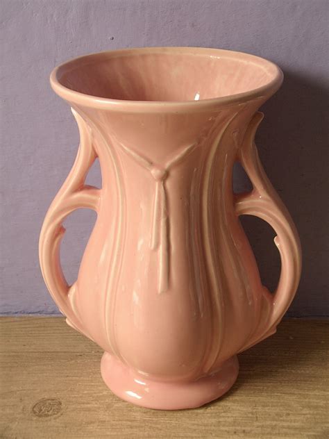 Vintage 1940s Mccoy Pottery Vase Double Handle By Shoponsherman