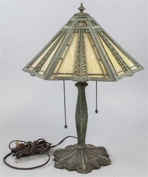 Vintage Slag Glass Table Lamp By Miller
