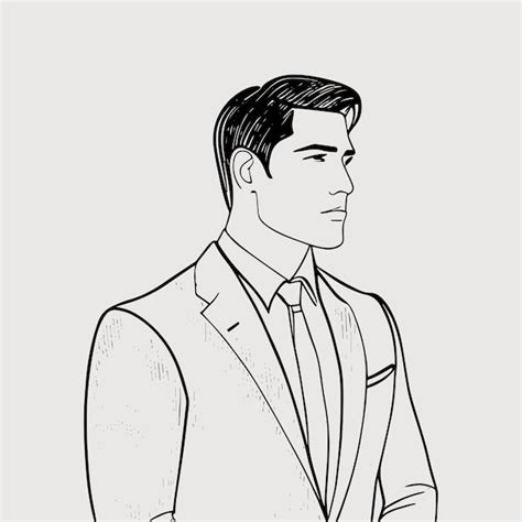 Premium Vector A Man In A Suit And Tie Is Standing In Front Of A Gray