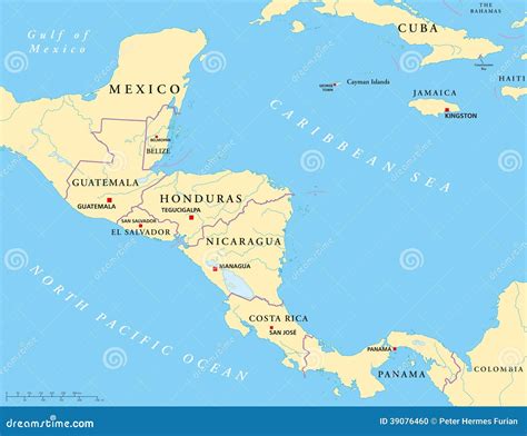 Mapa Político De America Central Ilustración Del Vector Imagen 39076460