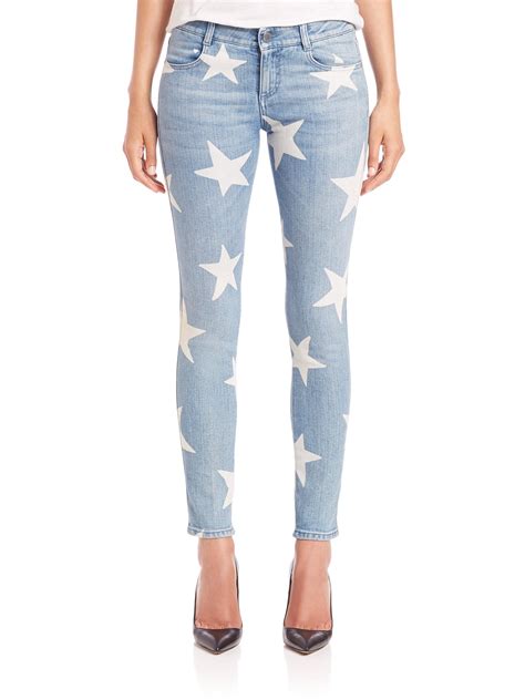 Lyst Stella Mccartney Star Print Skinny Jeans In Blue