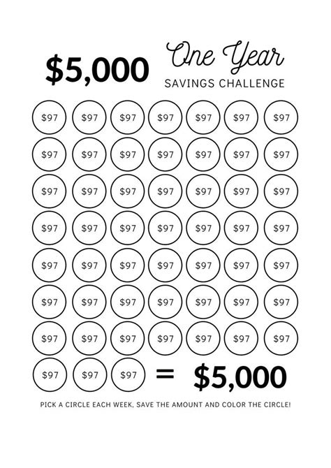 Save 5000 Dollars In One Year Money Saving Challenge 5k 5000 Dollar