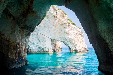 The Famous Blue Caves In Zakynthos Island Stock Photo Image Of Famous